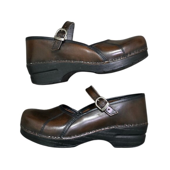 Dansko Marcelle Clog Shoes Womens EU 40 US Size 9.5 - 10 Maryjane Brown Leather - Picture 5 of 9